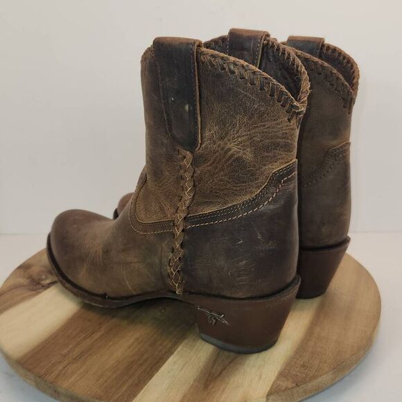 Lane Womens Plain Jane Braided Bootie Size 8 Brown Distressed - Picture 6 of 12